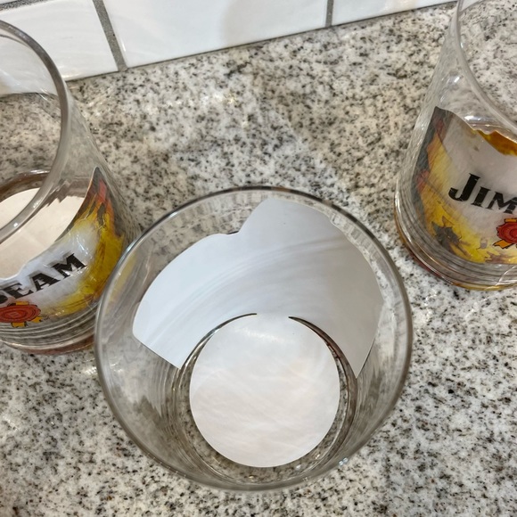 Set of 4 Wide Mouth Jim Beam Rocks Glass Vtg Round 4" Tall 3" Round Brand New! - Picture 5 of 6